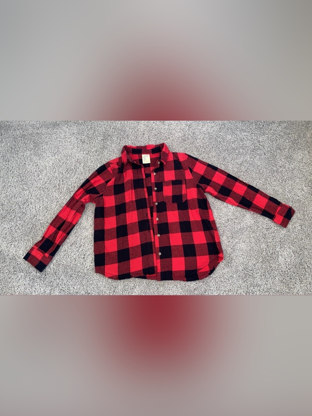 NEW NO TAGS. Casual Red and Black Buffalo Plaid Button-Up Shirt
